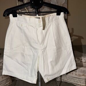 Jcrew- White High-Rise Cotton Shorts